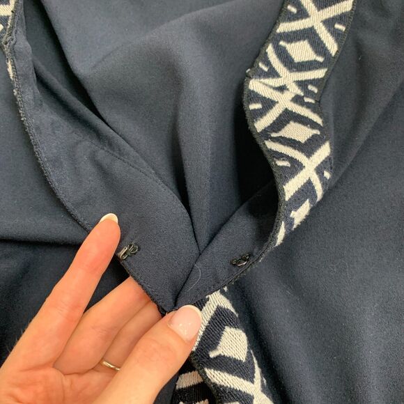 Tory Burch Ariana Tunic Top Womens 0 Zip Cuff Plunge V Neck Embroidered Knit - Picture 6 of 12